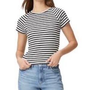 Paige Like-New Black and White Striped Top Tee